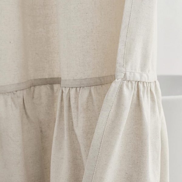 Beige Farmhouse Shower Curtain with A Ruffle Hem, Linen Blend Shower Curtain for Bathroom,Natural,72"x72" - Image 2