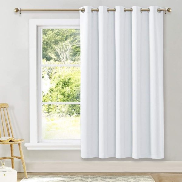 Sliding Door Curtain Window Treatment, Home Decoration Extra Wide Solid Blackout Curtains/Drapes for Patio Door (Pure White, W70 x L72)