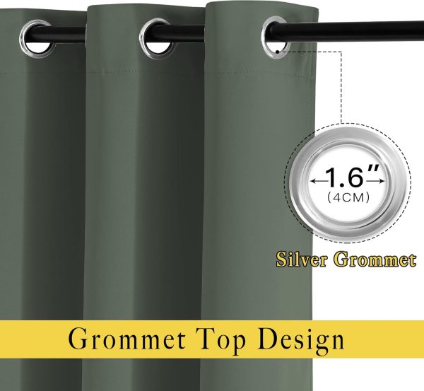 Blackout Sliding Door Curtains 84 inch Length 2 Panels - Thermal Insulated Solid Grommet Room Darkening Window Treatments for Bedroom/French Door (Dark Mallard, 2 Panels, W66 x L84) - Image 2