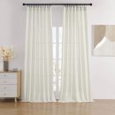 Linen Curtains 96 inch Length 2 Panel Set,Light Filtering Curtain for Living Room Bedroom Curtains 52 inch Wide Drapes with Rod Pocket Back Tab Farmhouse Curtain (96" Lx52 W, Ivory on Linen)