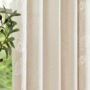 Linen Floral Curtains 90 Inch Long for Bedroom Living Room, Embroidered French Country Farmhouse Drapes Back Tab, Light Filtering  Boho Window Curtains, Ivory on Taupe, 2 Panels