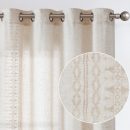 Boho Curtains Ivory Linen Blend Embroidered Bordered Curtains for Bedroom Living Room Drapes 63 Inch Length Light Filtering Grommet Window Treatment 2 Panels Ivory on Beige