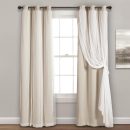 Sheer Grommet Curtains With Insulated Blackout Lining, Window Curtain Panels, Pair, 38"W x 84"L, Wheat - Curtain With Sheer Overlay, Elegant Blackout Curtains for Bedroom