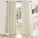 Room Darkening Sliding Door Curtains - Thermal Insulated Solid Blackout Extra Wide Patio Glass Door Drapes (Cream Beige, W 60 x L108, 2 Panels)