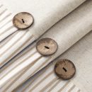 Linen Button Farmhouse Beige Shower Curtain,Linen and Cotton Woven Fabric,Pleated Beige Stripe,Country Style,72x72 Inch
