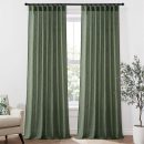 Olive Green Linen Boho Curtains 96 Inches Long 2 Panels for Bedroom Living Room, Back Tab & Pleat Tape with Hooks Thick Linen Textured Window Drapes Semi Sheer Light Filtering Aesthetic Decor