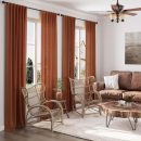 Rust Linen Curtains 90 inches Long 2 Panel Back Tab Rod Pocket Rustic Farmhouse Boho Linen Curtain for Dining Room Brick Burnt Bohemian Fall Decor Terracotta Colored Semi Sheer Curtains 90 inch Length