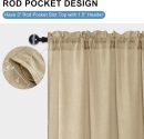 Burlap Linen Sheer Curtains 84 inch Length 2 Panels Set with Tiebacks, Rod Pocket Privacy Light Filtering Textured Semi Sheer Drapes for Living Room/Bedroom, W 52 x L 84