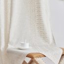 Boho Curtains Ivory Linen Blend Embroidered Bordered Curtains for Bedroom Living Room Drapes 63 Inch Length Light Filtering Grommet Window Treatment 2 Panels Ivory on Beige