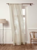 Light Natural Linen Sheer Curtain 96 Inch - 100% Pure Linen European Flax Window Treatment Panel 52 x 96 Inch - Light Filtering Rod Pocket Curtain for Living Room, Bedroom
