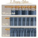 Stone Blue Linen Blend Curtains for Living Room, Rod Pocket & Back Tab Flax Linen Burlap Semi Sheer Privacy with Light Filtering Window Treatments for Bedroom, W52 x L90, 2 Panels