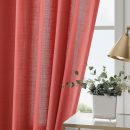 Brick Red Linen Blend Drapes 84 Inch Length 2 Panels Set Back Tab Rod Pocket Light Filtering Privacy Semi Sheer Textured Curtains Neutral Farmhouse Decor Curtains for Living Room Bedroom 52x84